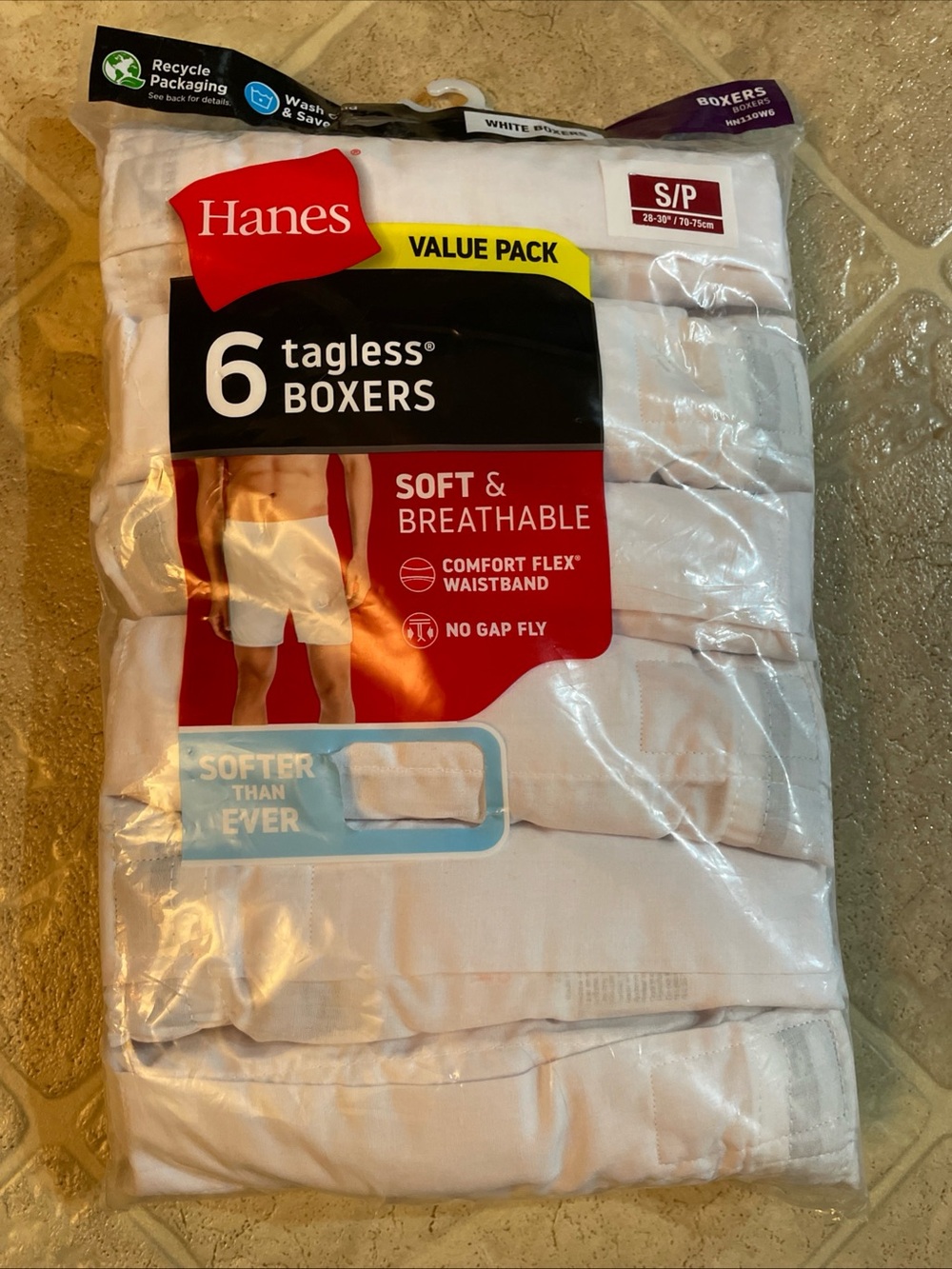 Hanes Men's Size Small Boxers 6 Pairs Tagless Woven White Soft Breathable NEW